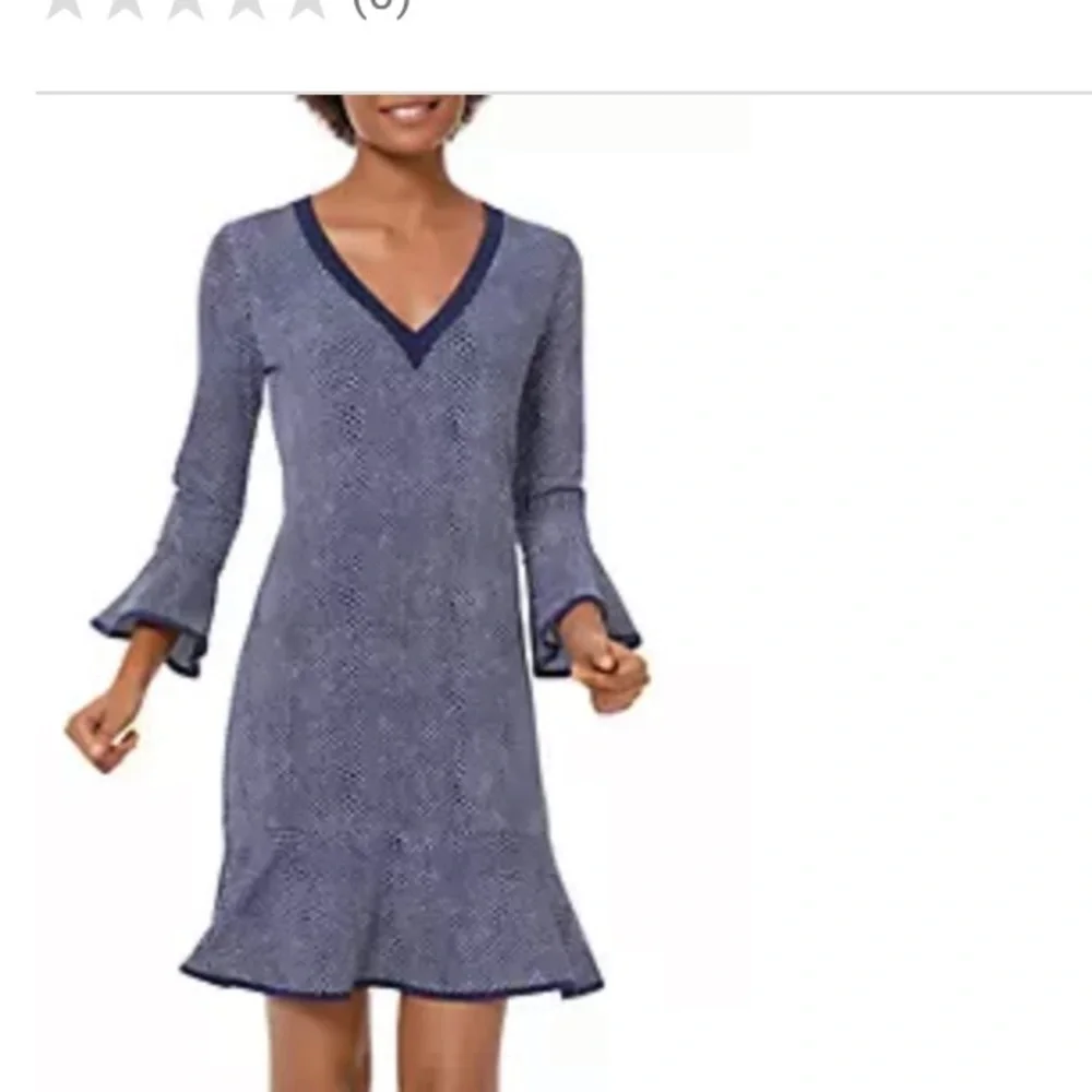 MICHAEL KORS Womens Stretch Printed Bell Sleeve V Neck Short Shift Dress M